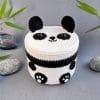 Plush crochet panda box amigurumi, handmade storage container pattern