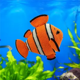 Crochet pattern for a clownfish amigurumi toy – handmade orange and white striped fish