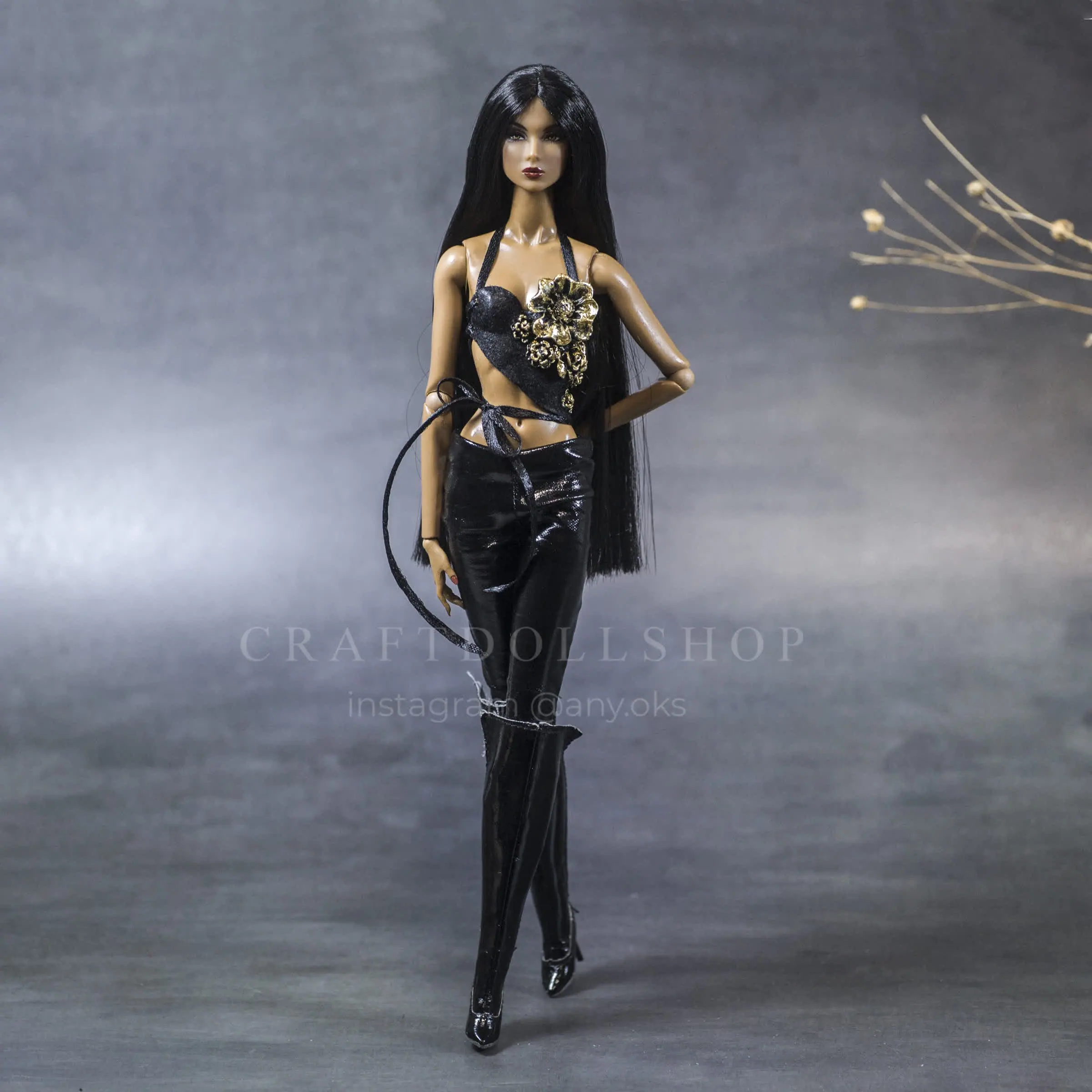 Bodice black flower for Fashion royalty Nu Face doll 1 1.jpg