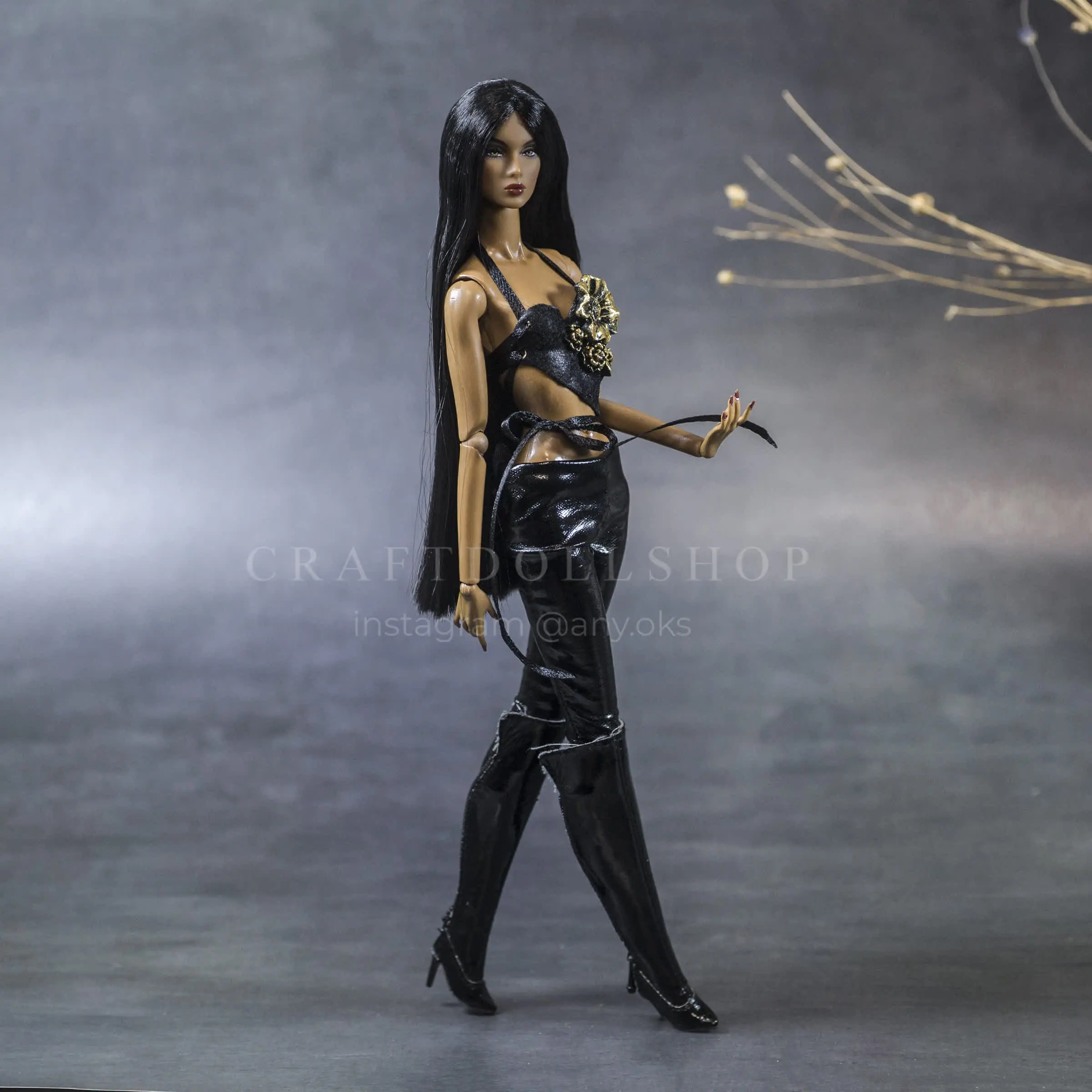 Bodice black flower for Fashion royalty Nu Face doll 8 2.jpg