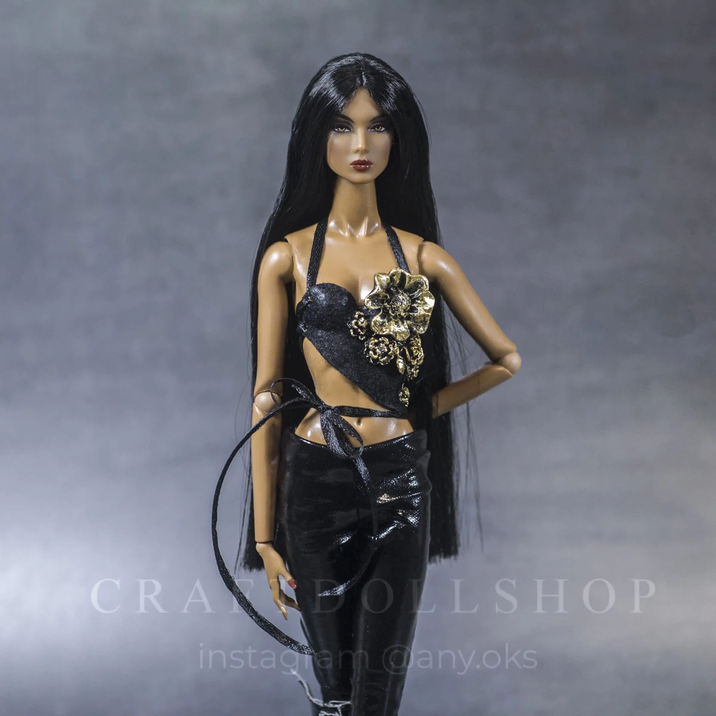 Bodice black flower for Fashion royalty Nu Face doll 7 3.jpg