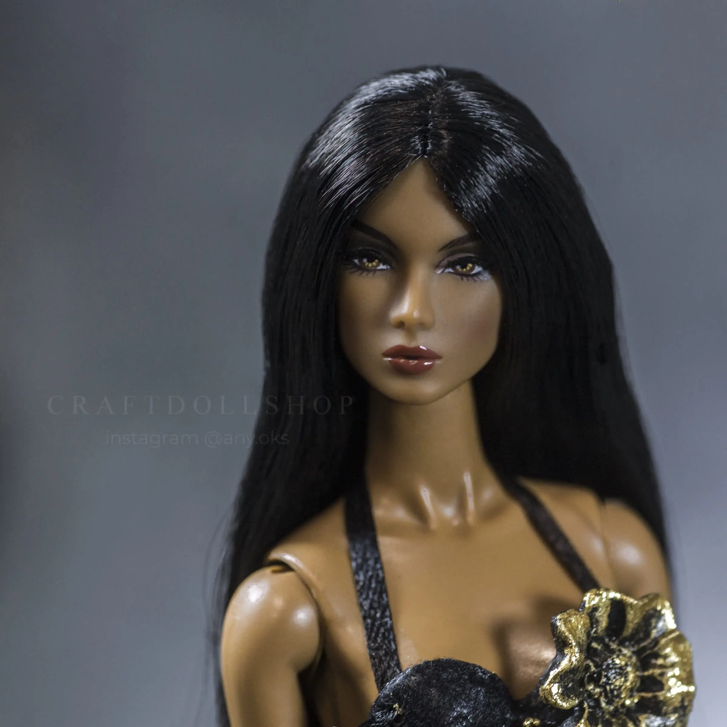 Bodice black flower for Fashion royalty Nu Face doll 5 5.jpg