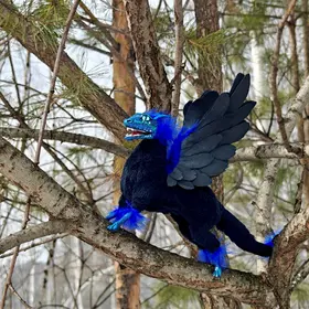 Cute forest black dragon movable figurine