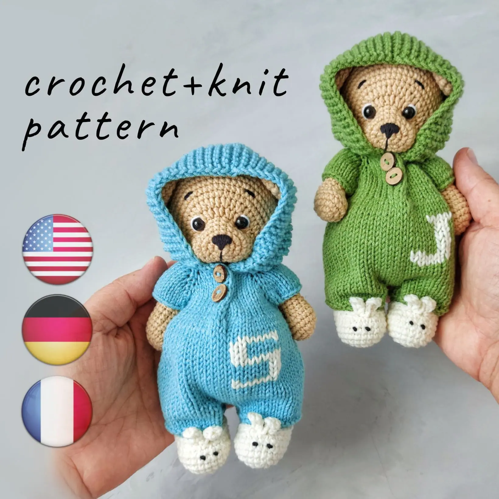 One Piece Easy Knitted Teddy Bear Pattern Free Valentino Bear