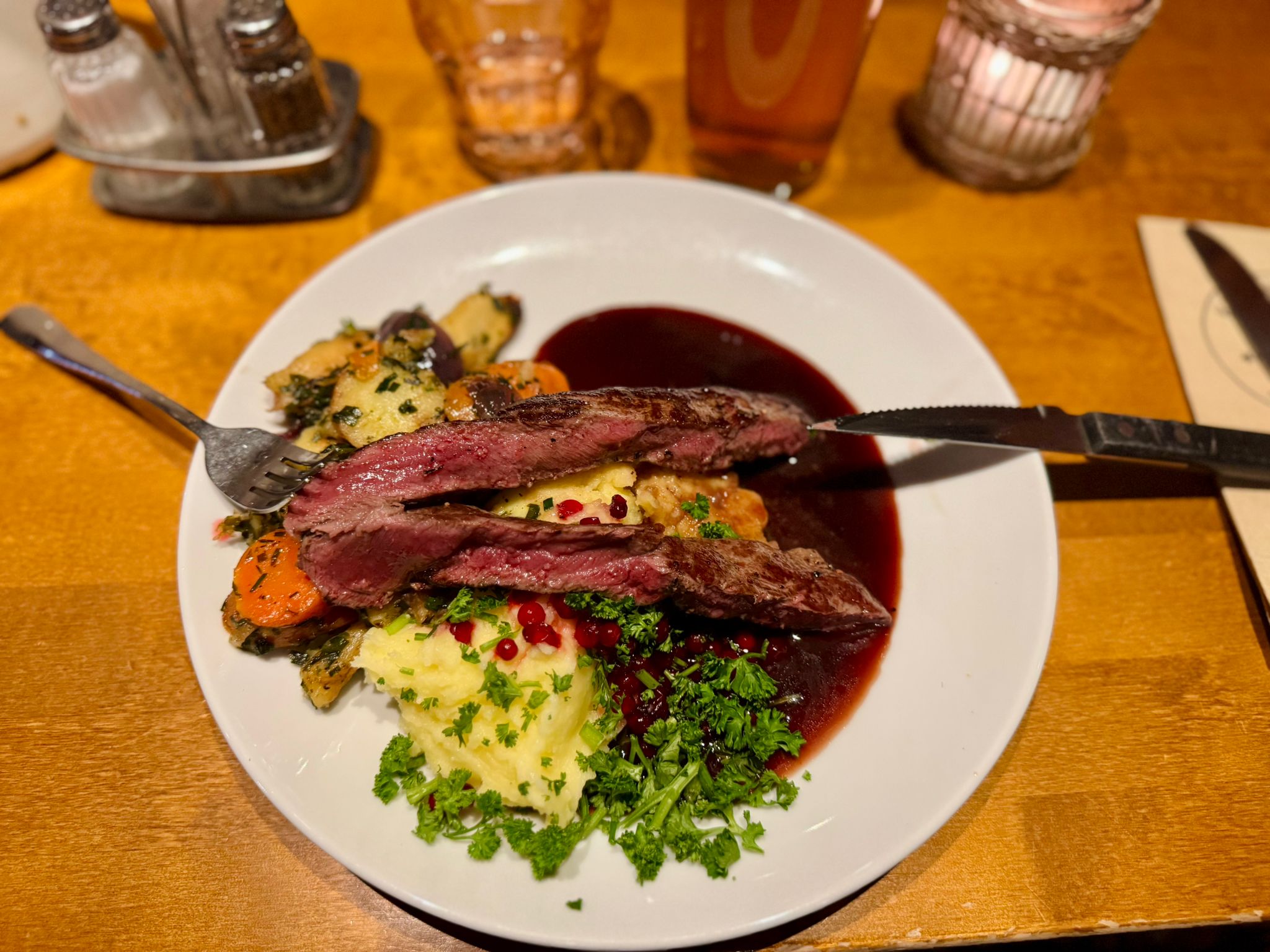 Fillet sirloin of reindeer that I had at restaurant Kannas while Jonatan was working.