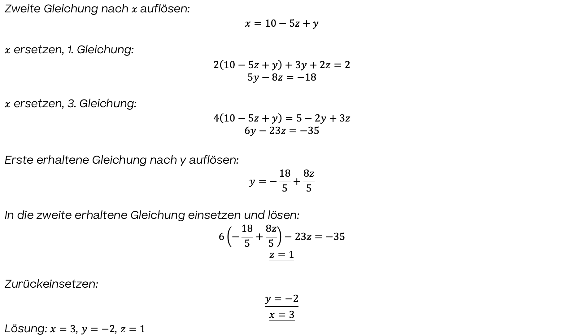 Mathematik; Gleichungssysteme; Passerelle; Gleichungssystem mit drei Variablen lösen