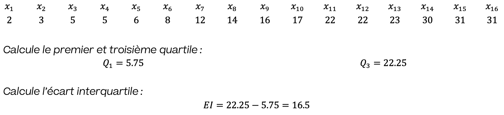 Mathématiques; Statistique; 4e Collège; Dispersion : étendue, variance, écart interquartiles et type