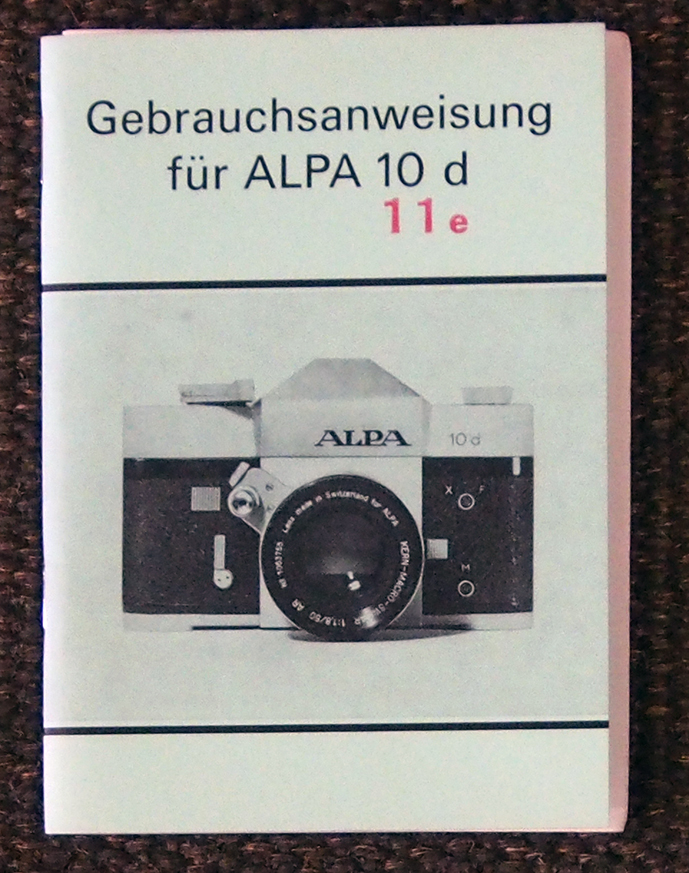 Alpa 10d libretto istruzioni tedesco