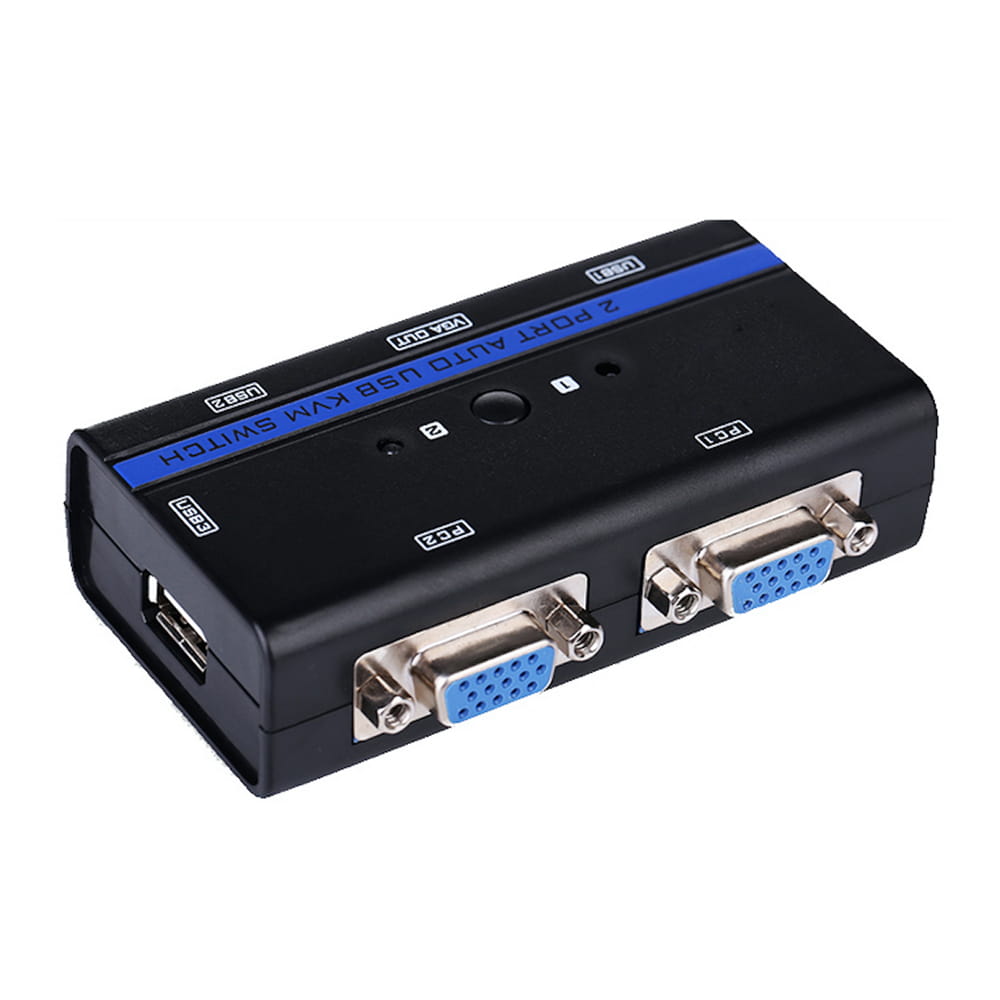 Conmutador KVM VGA USB 1U-2PC+cable.