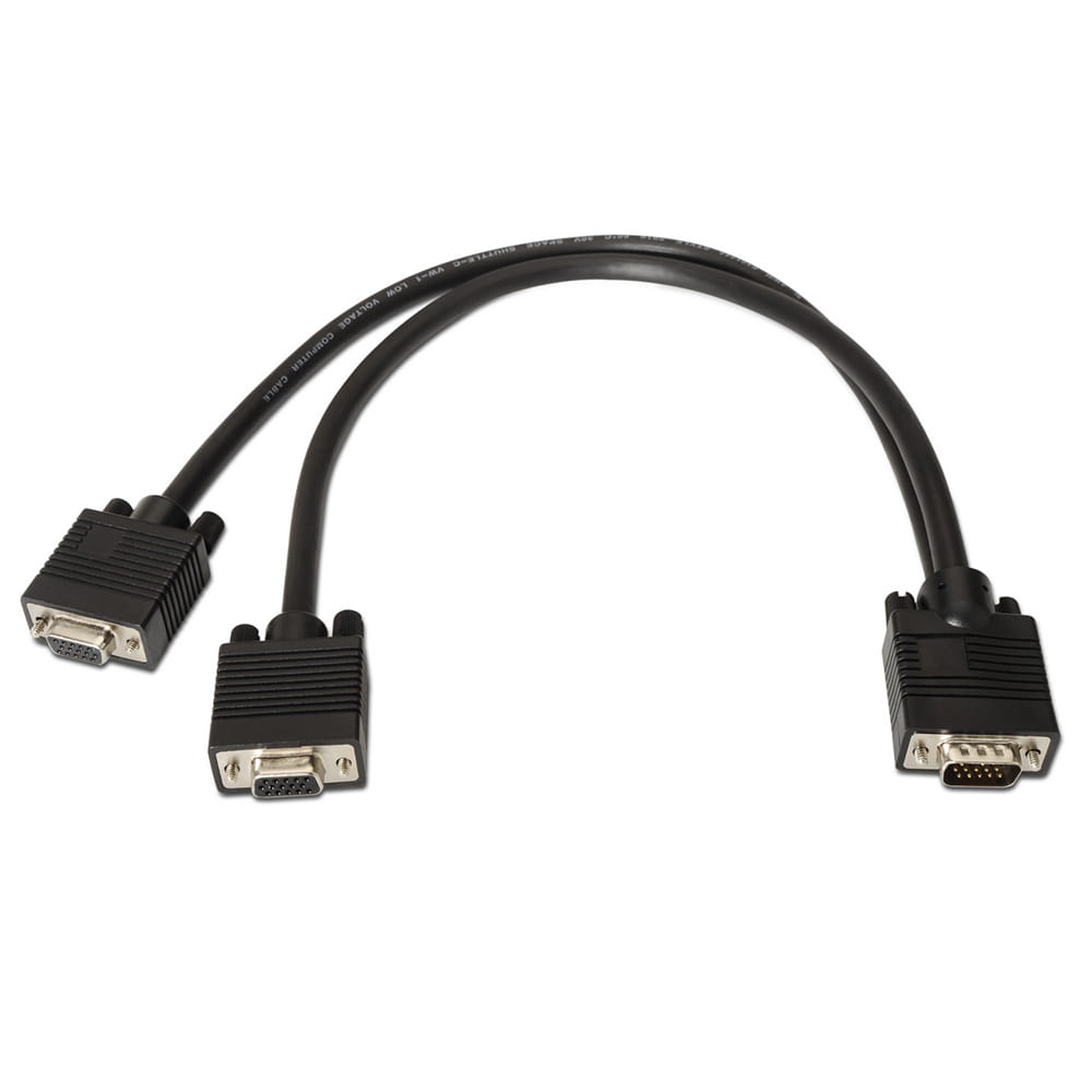 Cable bifurcador SVGA. Tipo HDB15-Macho / 2x HDB15-Hembra. 45cm.