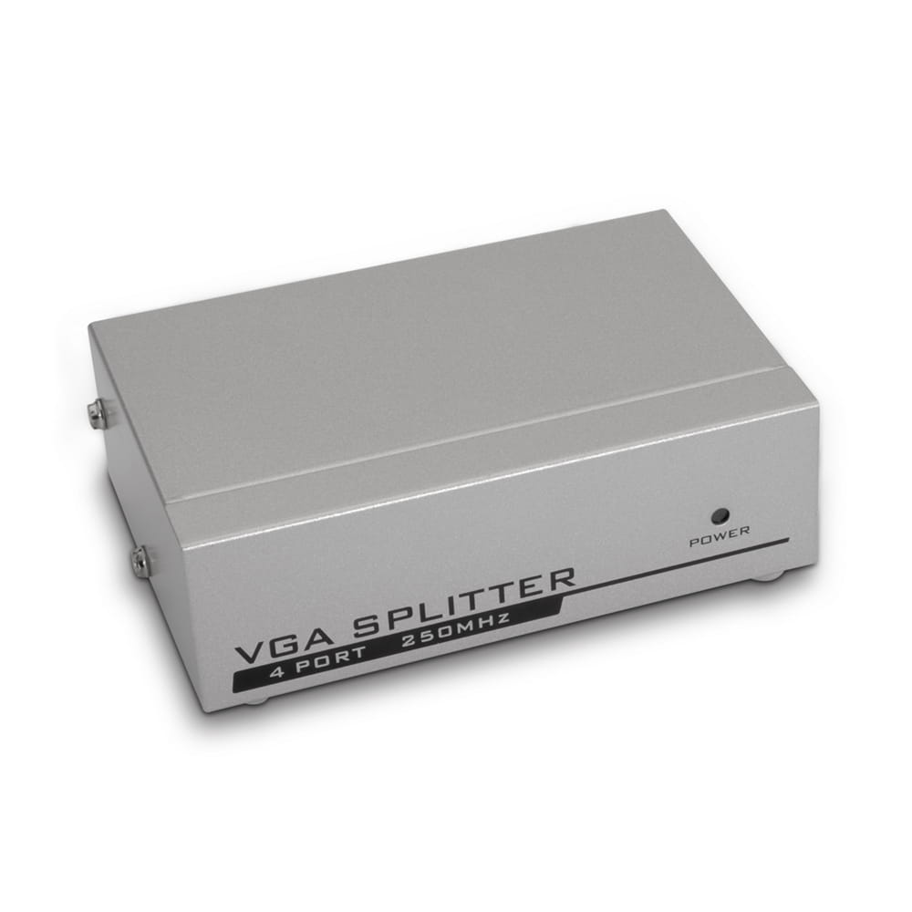 Splitter VGA para 4 monitores. Con adaptador de corriente.