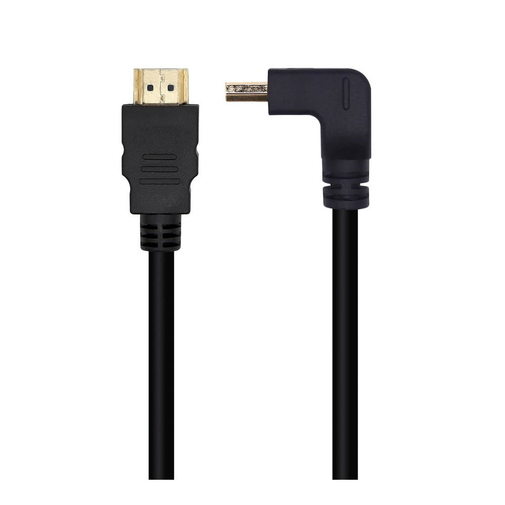 Cable HDMI V2.0 Acodado Premium Alta Velocidad/HEC 4K@60Hz 18Gbps. A/M-A/M. Negro. 1m.