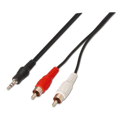 Cable audio estéreo. JACK 3.5/M-2xRCA/M. Negro. 1.5m.