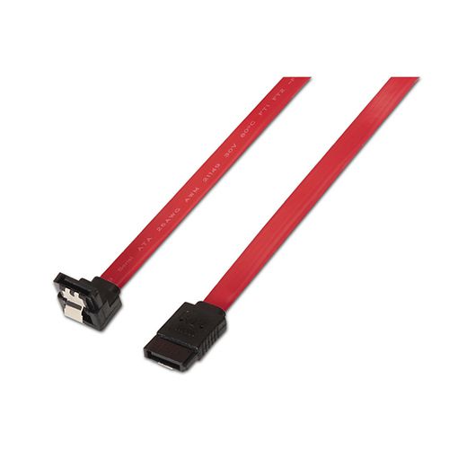 Cable SATA III datos 6G datos acodado con anclajes. rojo. 0.5m