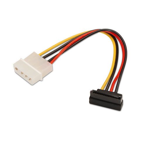 Cable alimentación acodado SATA. Molex 4-Pin/M-SATA/H. 16cm.