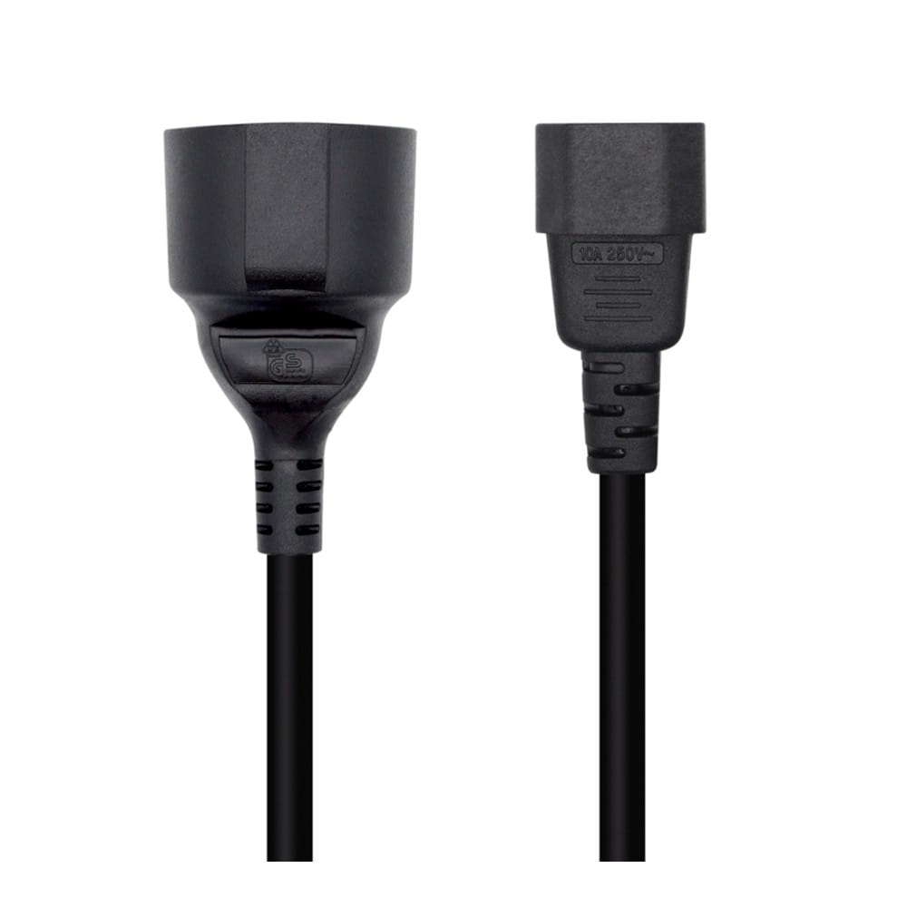 Cable alimentación 16A. C14/M A CEE7/H. Negro. 25cm