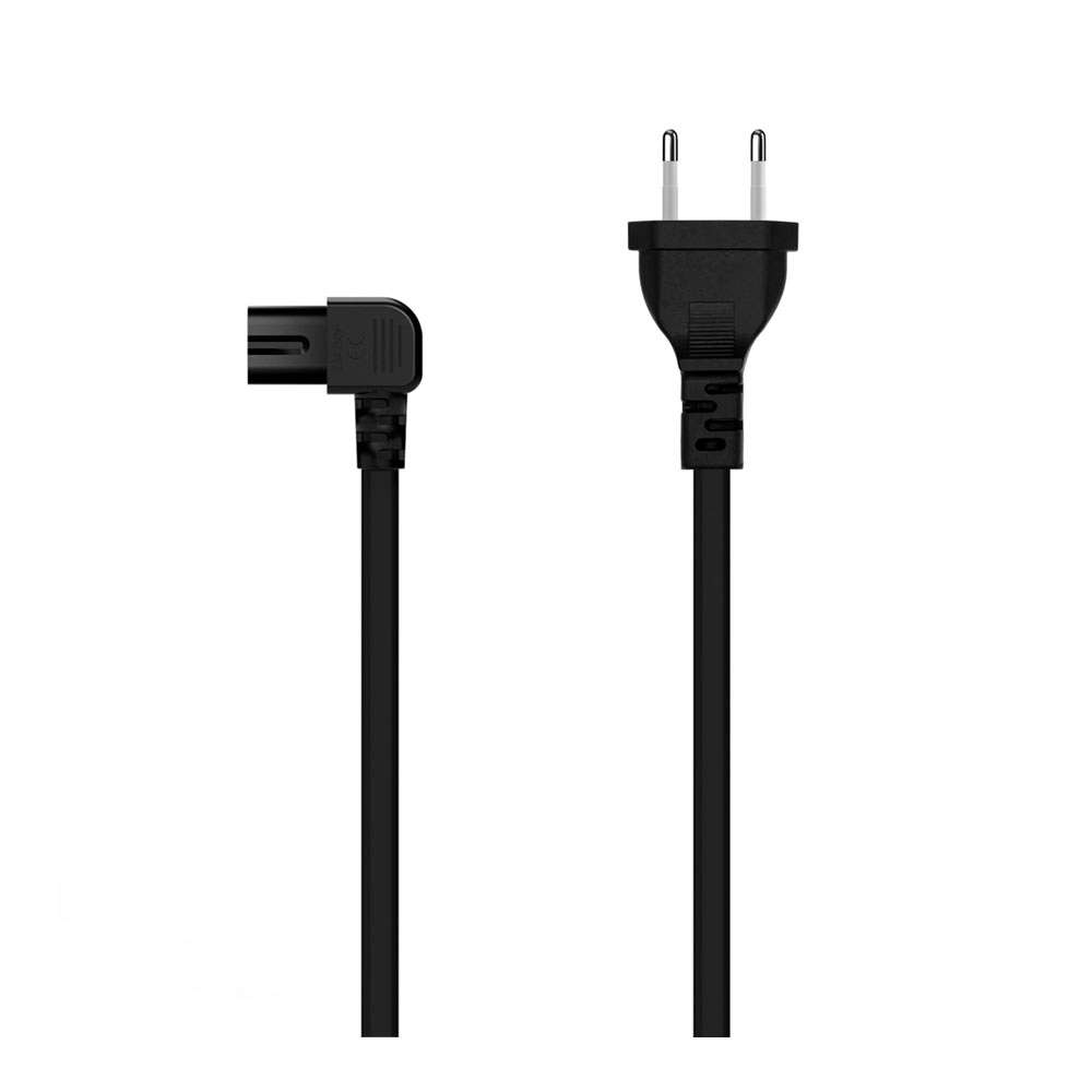 Cable Alimentación Acodado Forma 8. CEE7/16/M-C7/H. Negro. 3m.