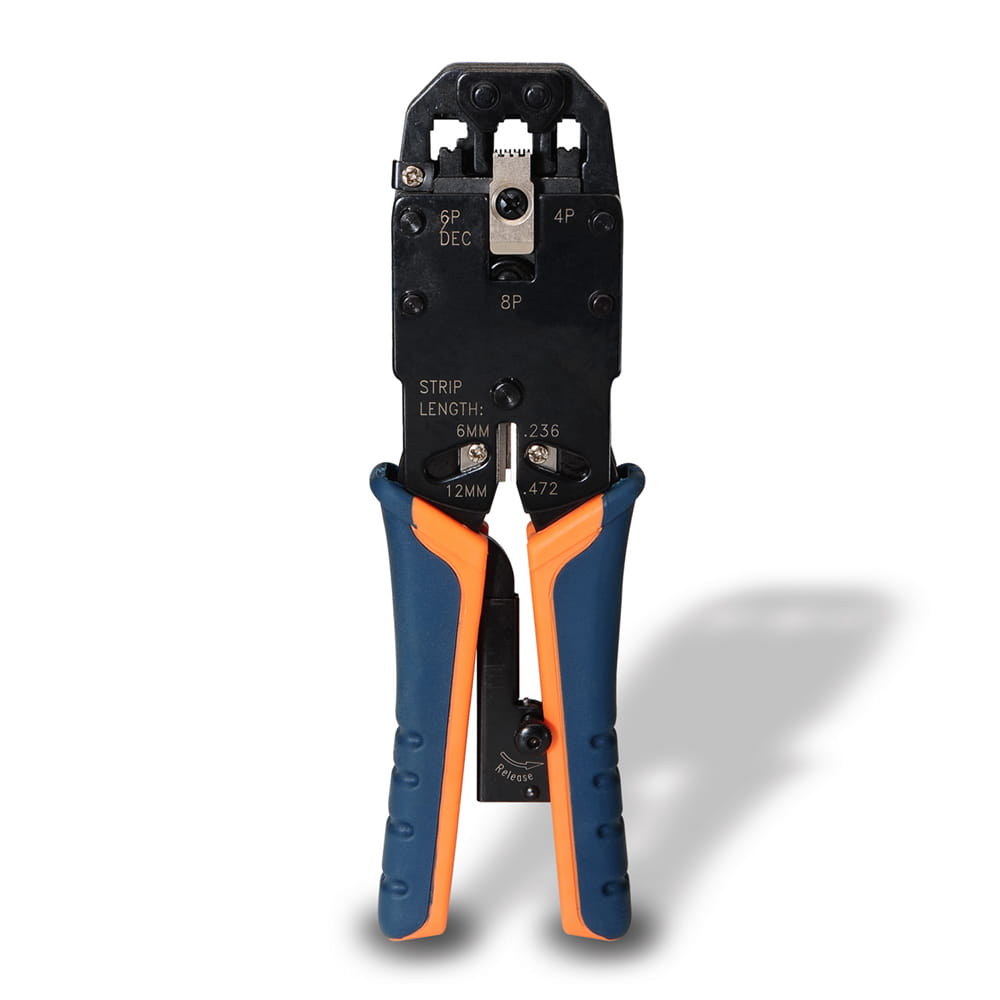 Tenaza metálica de crimpar RJ10/RJ11/RJ12/RJ45 de carraca.