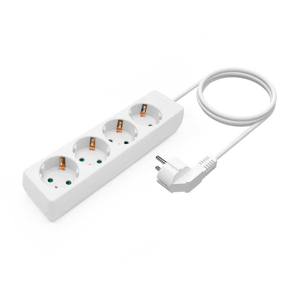 Base Múltiple 4 Tomas sin Interruptor. Blanco