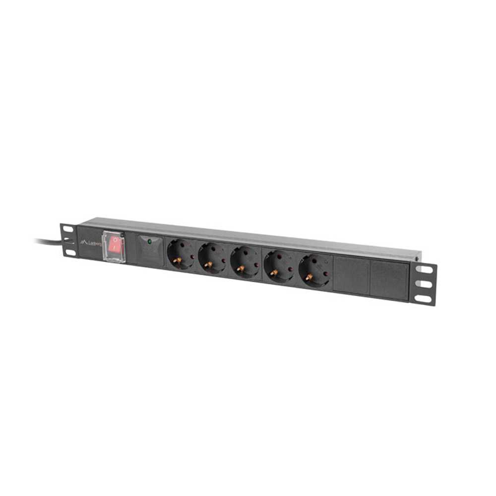 Lanberg PDU-05F-0200-BK. Regleta 5x Schuko 19" 1U