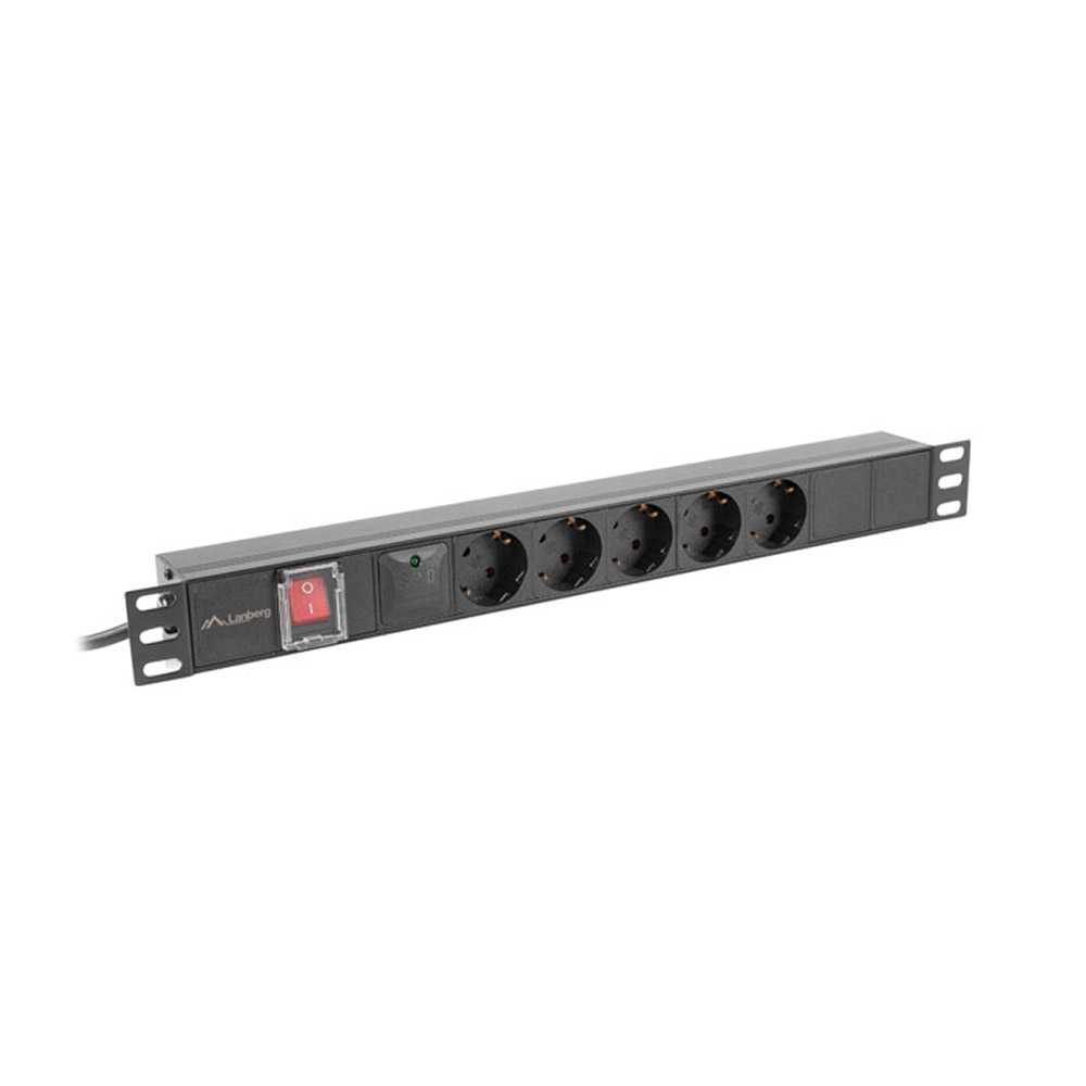 Lanberg PDU-05F-0200-IEC-BK. Regleta 5x Schuko 19" 1U
