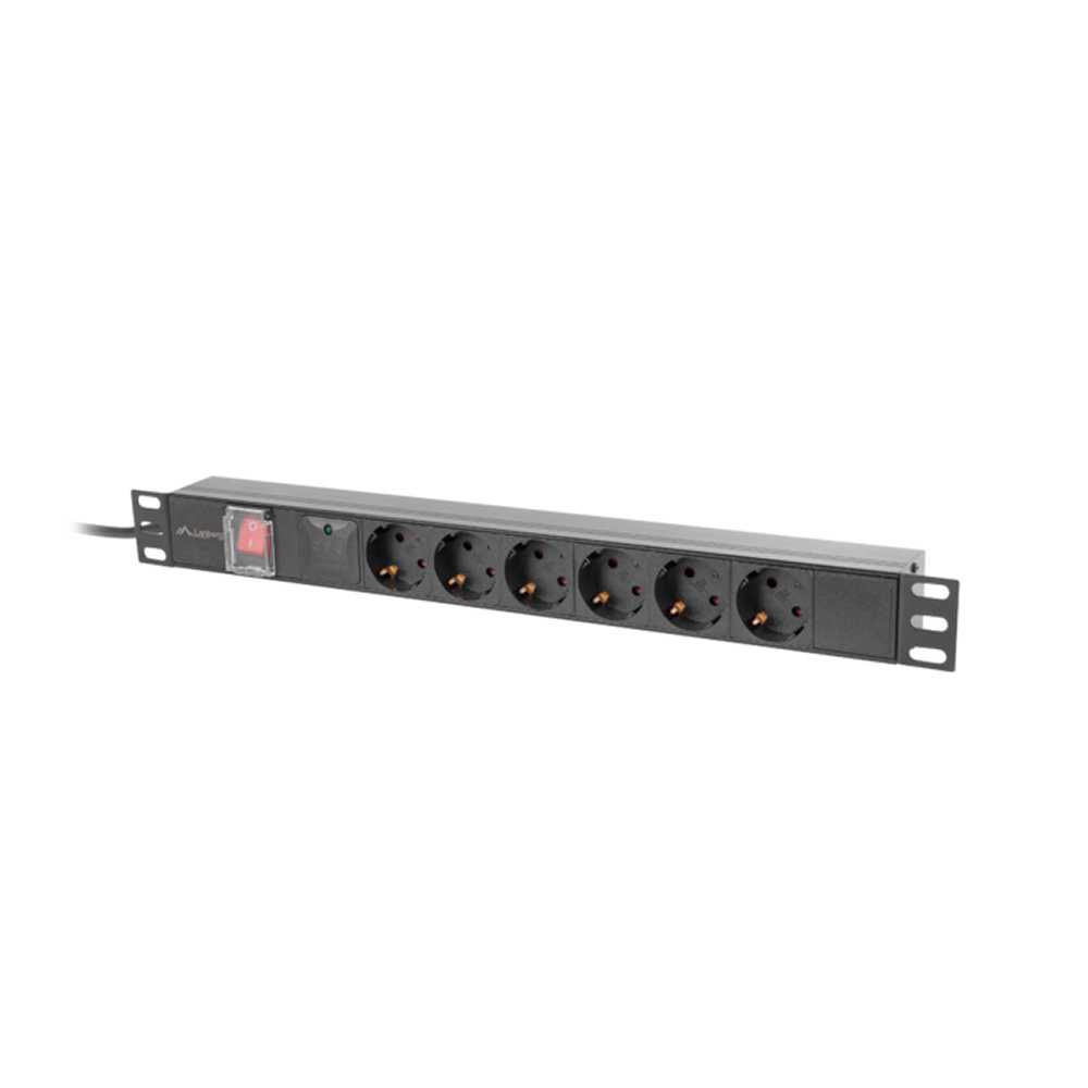 Lanberg PDU-06F-0200-IEC-BK. Regleta 6x Schuko 19" 1U