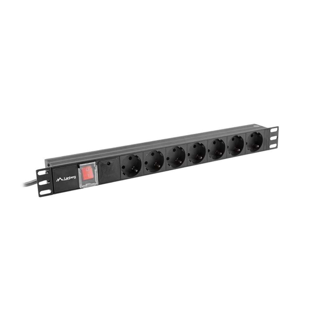 Lanberg PDU-07F-0200-BK. Regleta 7x Schuko 19" 1U