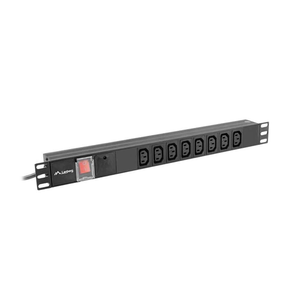 Lanberg PDU-08I-0200-C20-BK. Regleta 8x IEC C13 19" 1U