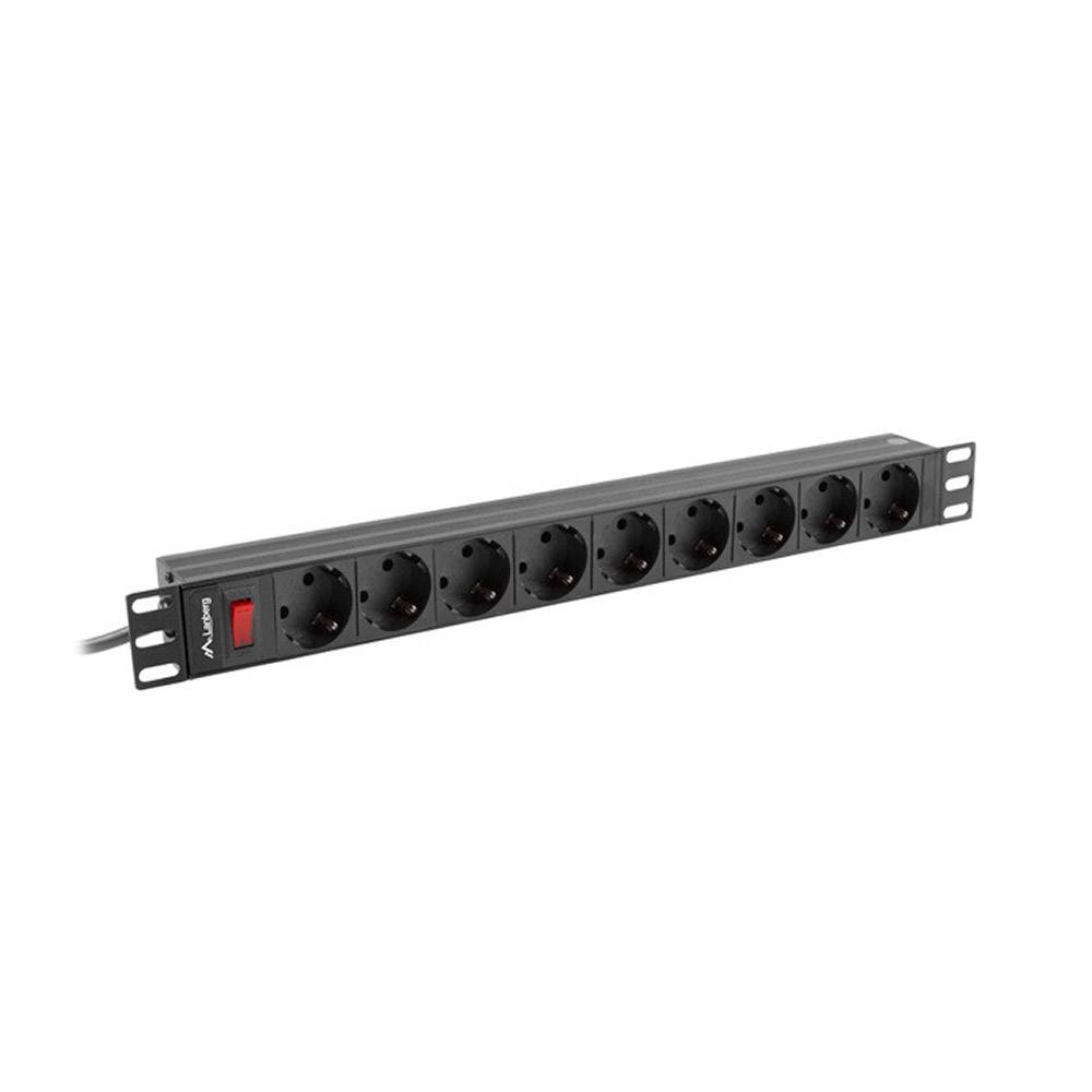 Lanberg PDU-09F-0300-BK. Regleta 9x Schuko 19" 1U