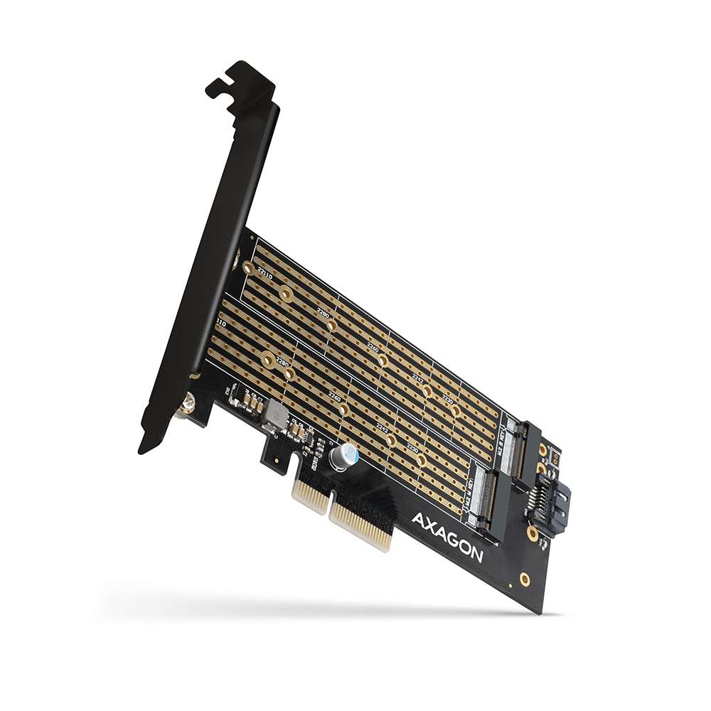 Axagon PCEM2-D. Tarjeta PCIe x4. 1x NVMe + 1x SATA