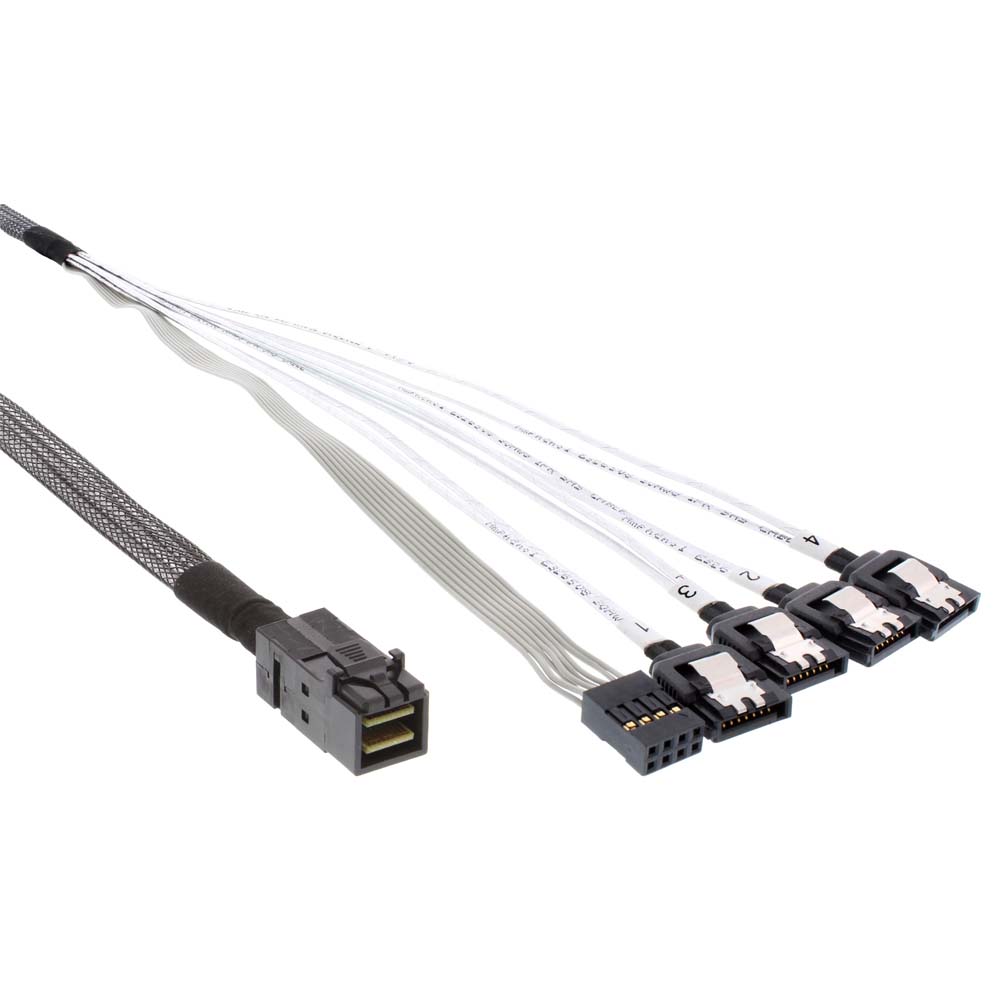 Cable Mini-SAS HD SFF-8643 a 4x SATA con Sideband. 0.5m.