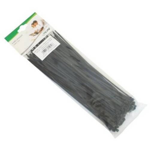 Bolsa 100 bridas negras 300mm(largo)x3,6mm(ancho)