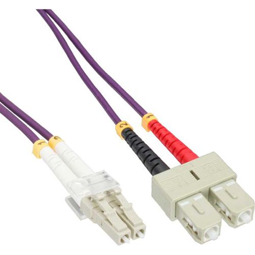 Cable Duplex fibra óptica OM4 50/125 micras. LC/SC. 1 metro.