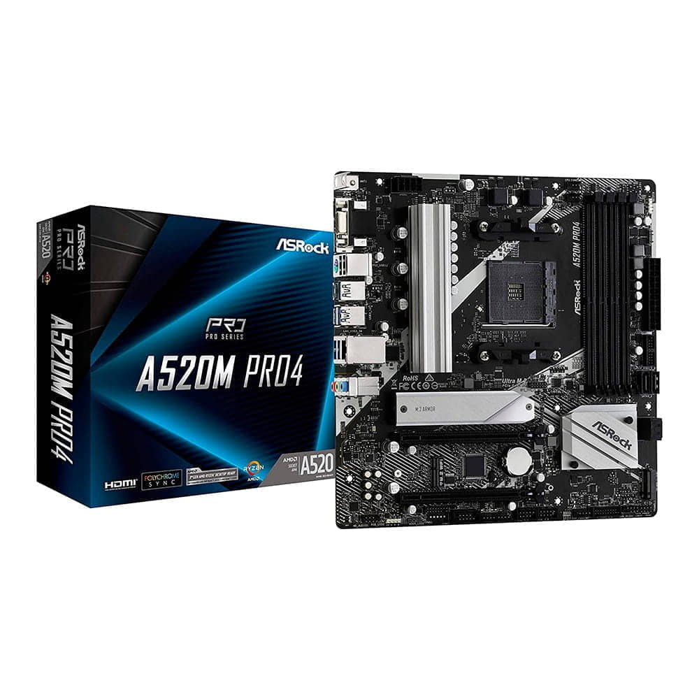Asrock A520M Pro4. Socket AM4. Micro-ATX. - DDR4