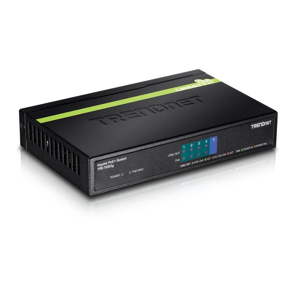 Trendnet TPE-TG50G. Switch PoE+ 5 Puertos Gigabit.