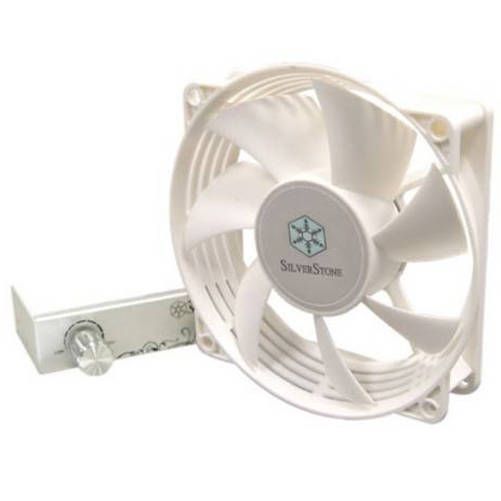 Silverstone FM92 90x90x25 con aspas de 110x110 y regulador plata