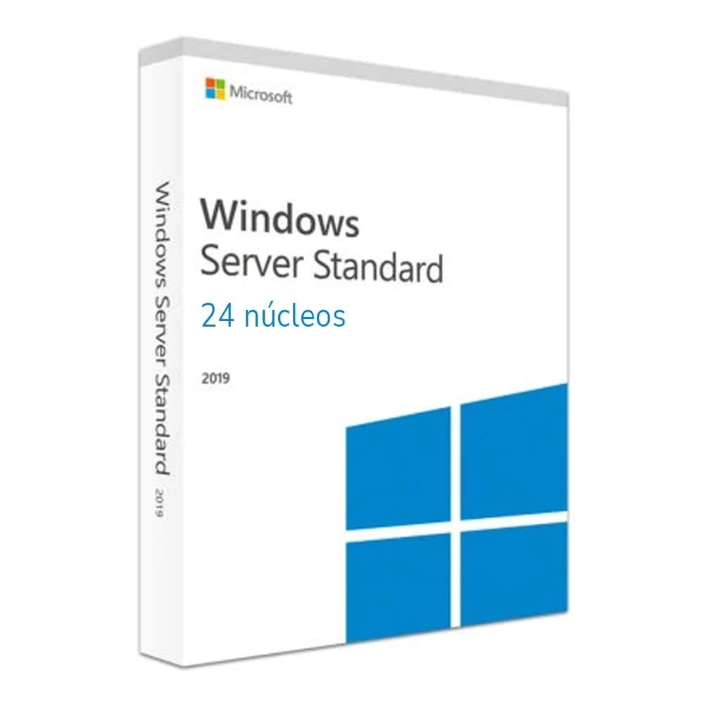 Microsoft Windows Server 2019 Standard 64-bit - 24 Nucleos. Max 2 máquinas virtuales