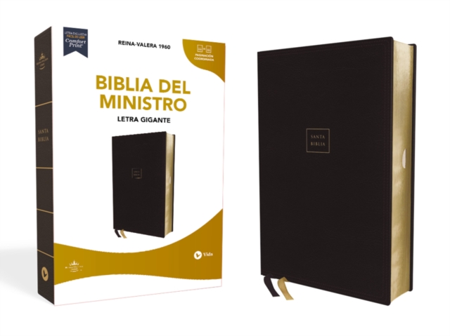 RVR60, Biblia del Ministro, Letra gigante, Leathersoft, Negro, Palabras de