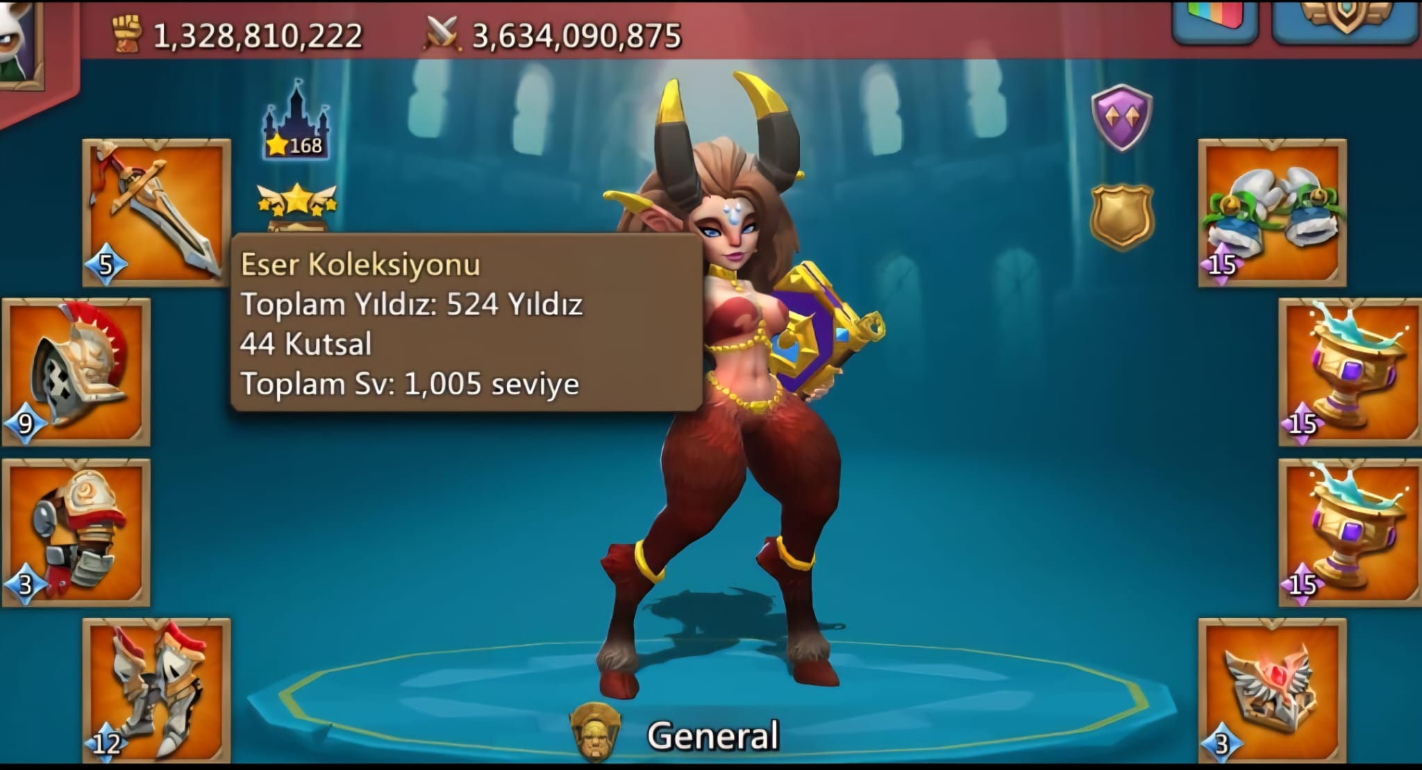 Efsane Kapatan kale 

12 Mitik (1 Mor Şampiyon 4 Sarı Kızıl Yele)

6 MİTİK KUPA 2X 15 ASTRLET

1x12 Şampiyon

*1351% 1261% 1285%*

Öfkeli Hisarlı Taş Değişimsiz

168 Yıldız

Toplam Yıldız 524
44 Kutsal
Toplam Sv 1005

11 gold 3 mor  paralı hero
520M aytaşı 

1060B Araştırma Kudreti

 0 Görev kudreti
 
140.000 ₺