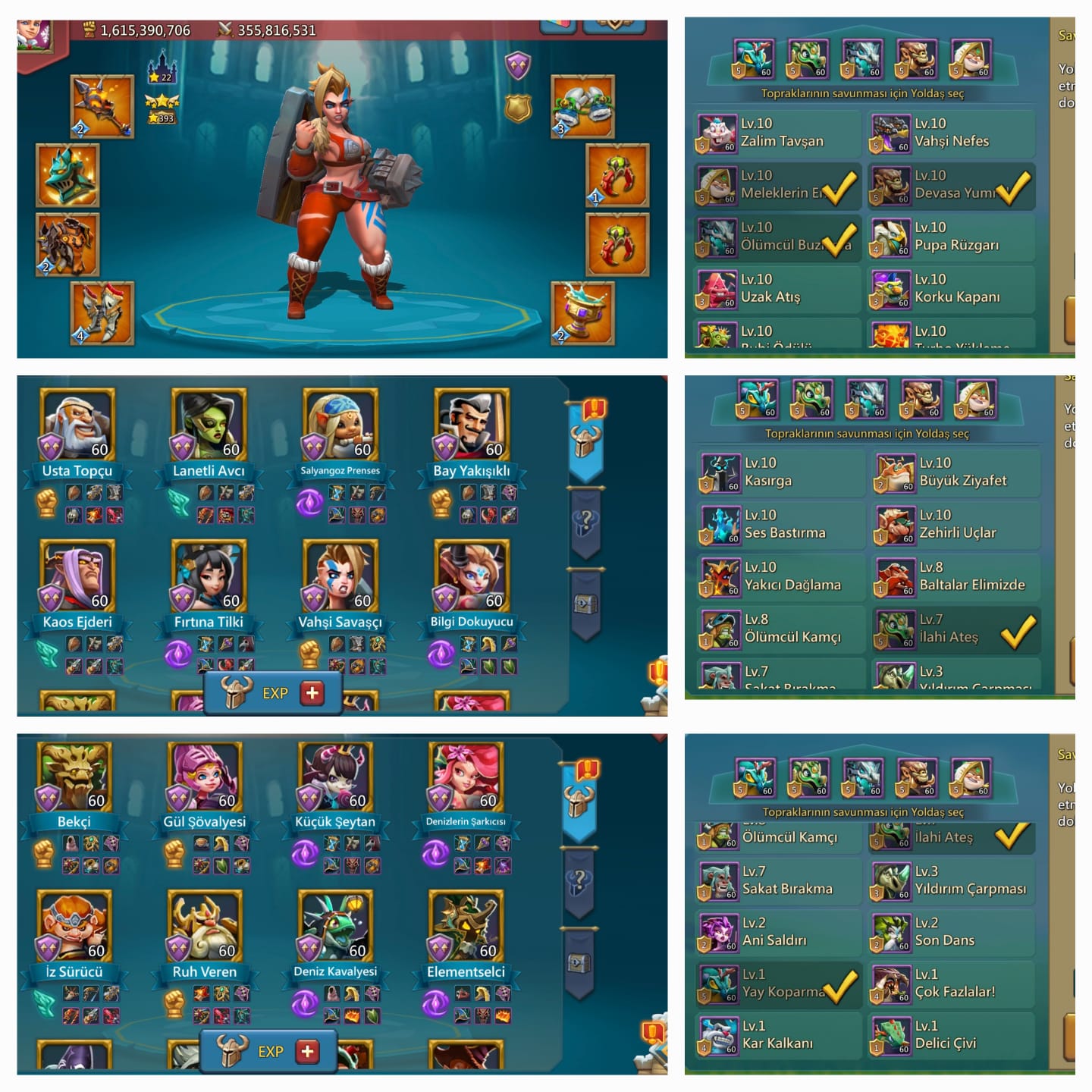 *1 mitik 2 mor şampiyon* 

 *4 gold kızıl yele*

 *1 mitik 1 gold kupa*

 *11 gold hale* 

 *8 gold hero*

 *7 paralı yoldaş 10,10,10,10,10,7,1*

 *144 sürü saldırısı* 

 *Sld 951,893,876(hisarsız)*

 *Fiyat 15500 tl*