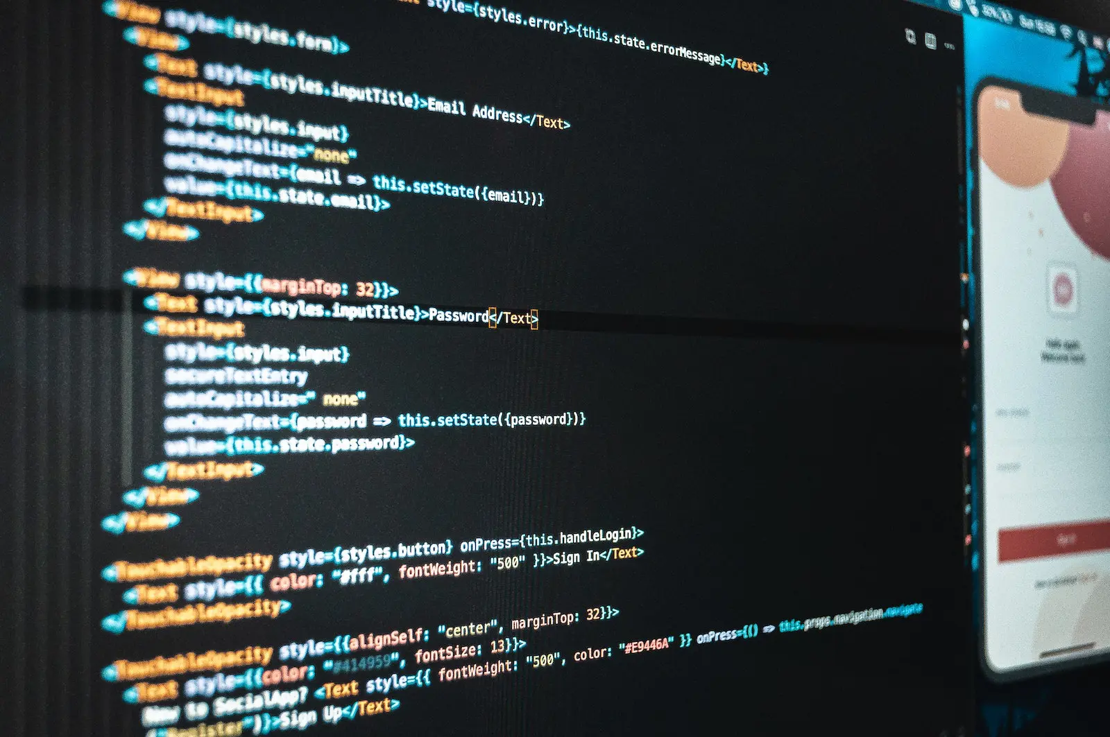 Scherm van een software tester met programmeertaal