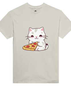 T-Shirt Cat Eats Pizza Japan Style Donn