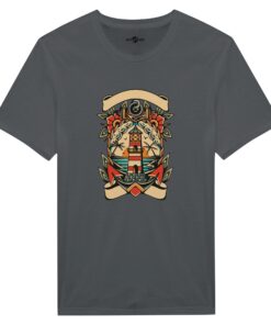 T-shirt Uomo Tattoo Old School con Faro e Mare - Klothero