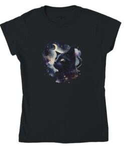 T-shirt Donna Gatto Salem con Cielo Stellato - Klothero