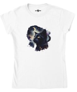 T-shirt Donna Gatto Salem con Cielo Stellato - Klothero