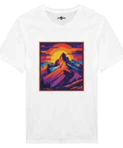 T-shirt Uomo Cotone Stampa Montagna al Tramonto - Klothero