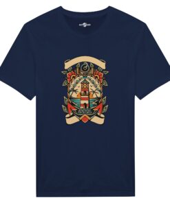 T-shirt Uomo Tattoo Old School con Faro e Mare - Klothero