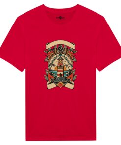 T-shirt Uomo Tattoo Old School con Faro e Mare - Klothero