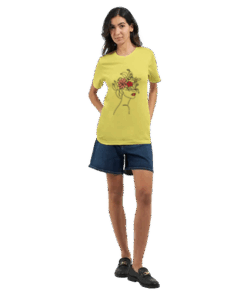 T-shirt Donna con Stampa Line Art Floreale - Klothero