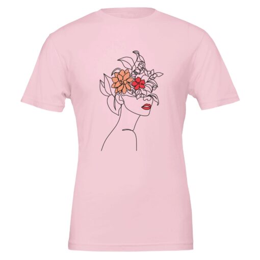 T-shirt Donna con Stampa Line Art Floreale - Klothero